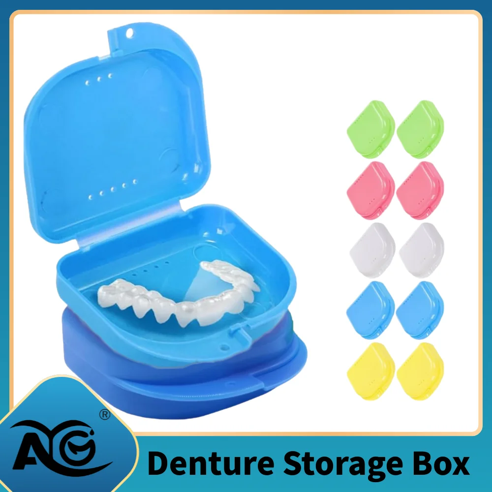 AG 10pcs Brace storage Box Dental Orthodontic Retainer Box Case Plastic Teeth Container Denture Box False Teeth Protective Case