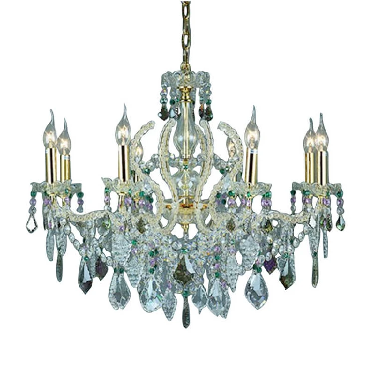 

Luxury inlaid beads all-copper crystal chandelier European French retro romantic bedroom dining living room lamp