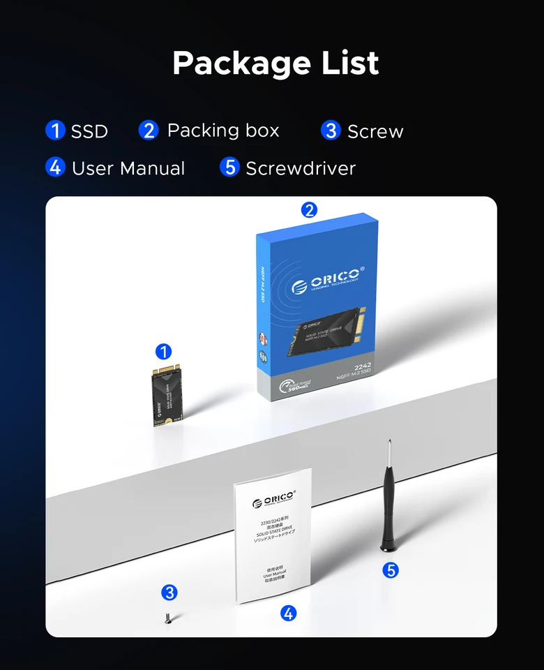 ORICO M.2 2242 SATA SSD 128GB-1TB Internal