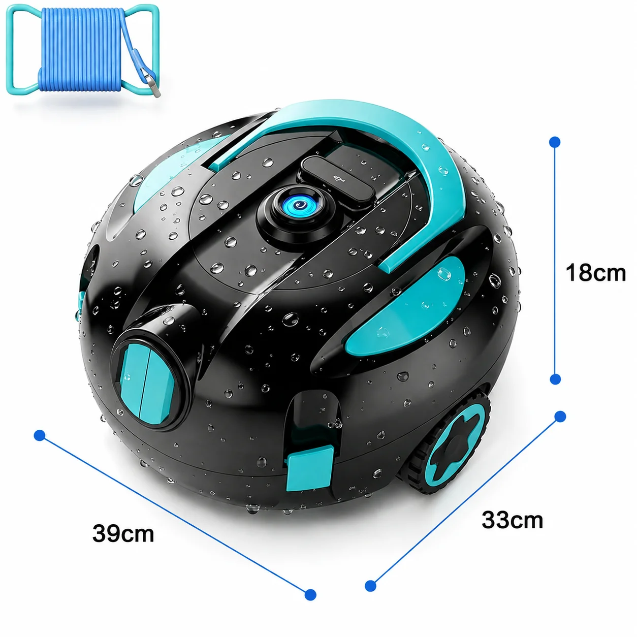 2026 Model Cordless Automatic Pool Cleaning Robot – Suitable for All Pool Types; Features 17,000 L/h Suction Power, Dual Roller Brushes, a 180-Micron Filter Tray, and a 2.2L Debris Bin. Portable Design Compatible with Depths up to 98.43 Inches; Includes a