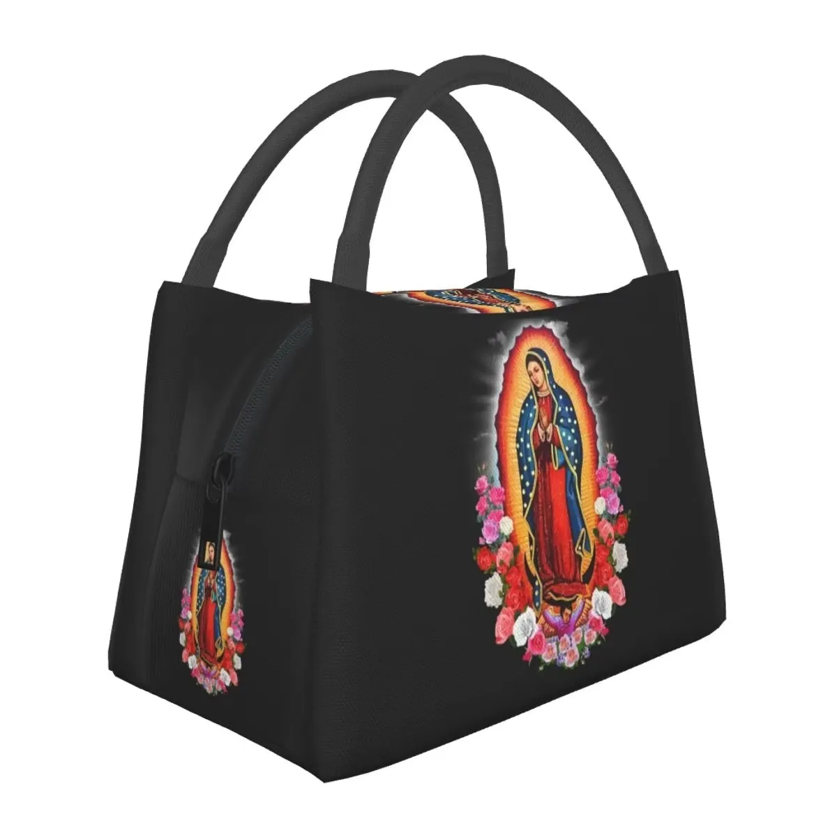 Virgin Mary Of Guadalupe Print Lunch Bag, 600D Oxford Fabric Thermal Cooler Tote for School Picnic Office