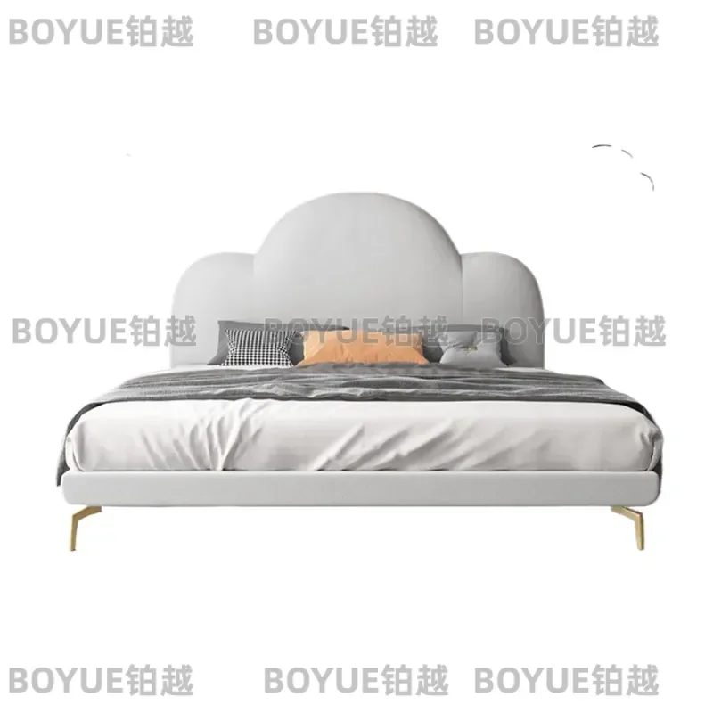 Modern Leather Kids Bunk Bed Durable Pine Frame Double Deck Sleeping Furniture for Kindergarten Children Nap Time Bedroom