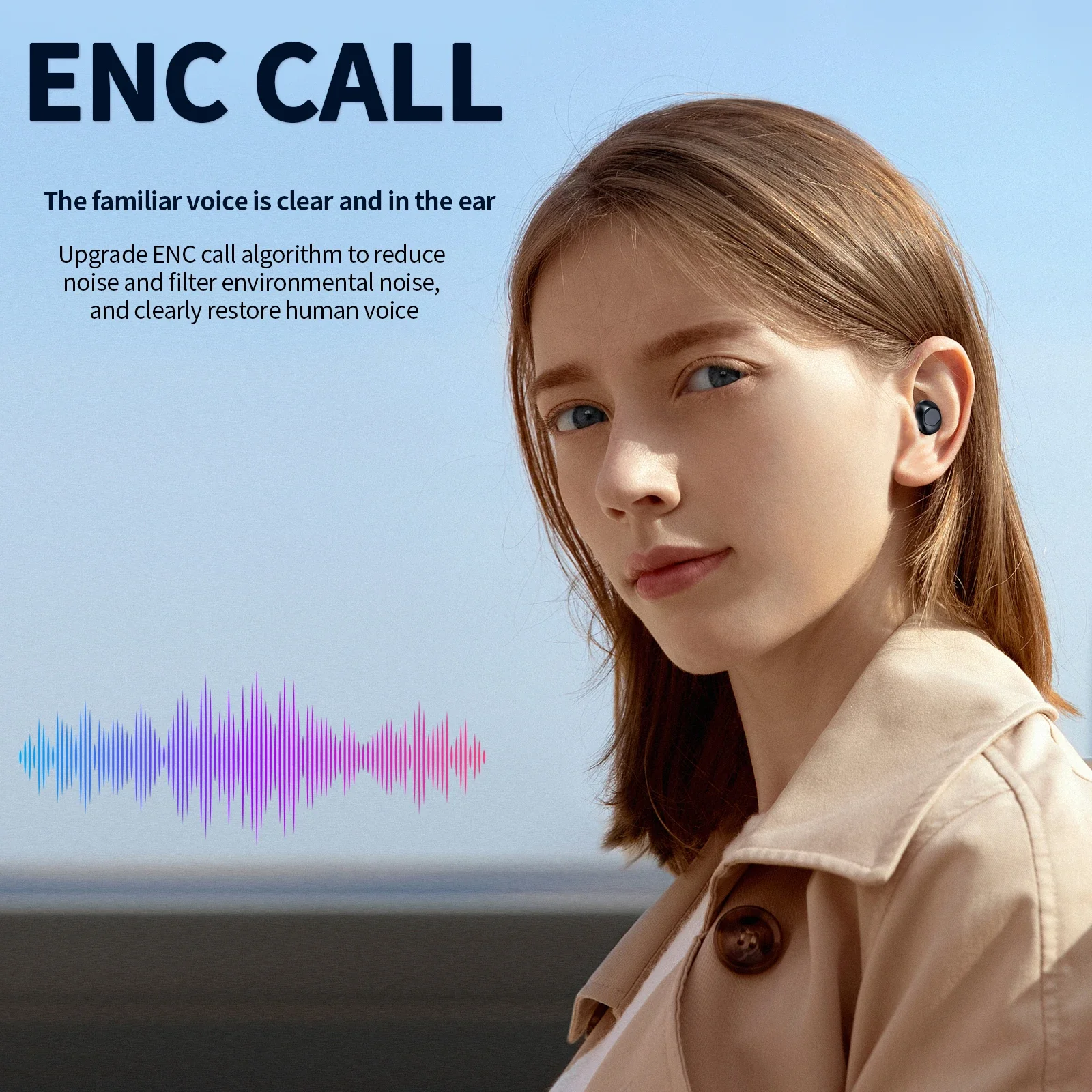 سماعات بلوتوث 5.3 لاسلكية HiFi Sports ENC بخاصية إلغاء الضوضاء مع ميكروفون للتحكم باللمس سماعات أذن أصلية TWS #4