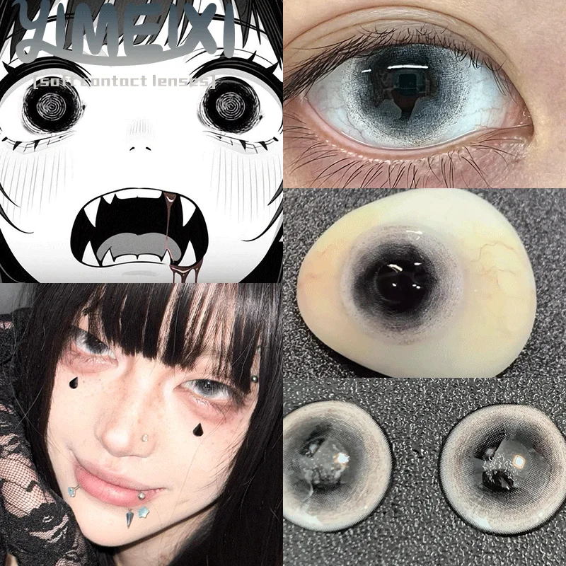 YIMEIXI 1 unidad Lentes de contacto de color de gran venta con prescripción, lentes de contacto de belleza en blanco y negro, maquillaje, entrega rápida anual