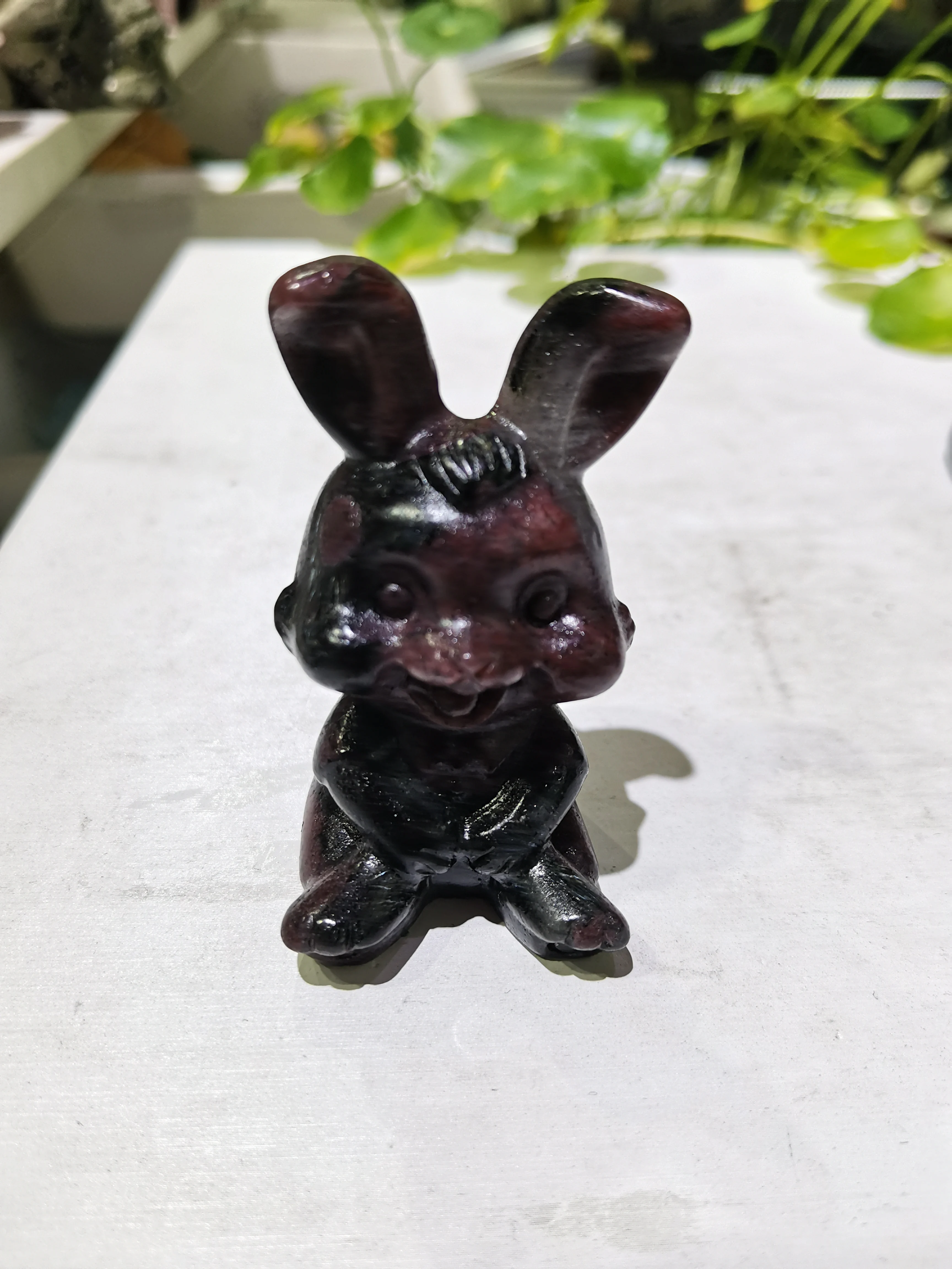 

6cm Rabbit Natural Crystal Statue Strawberry Quartz Animal Craft Figurines Stone Carving Reiki Healing Home Garden Decor