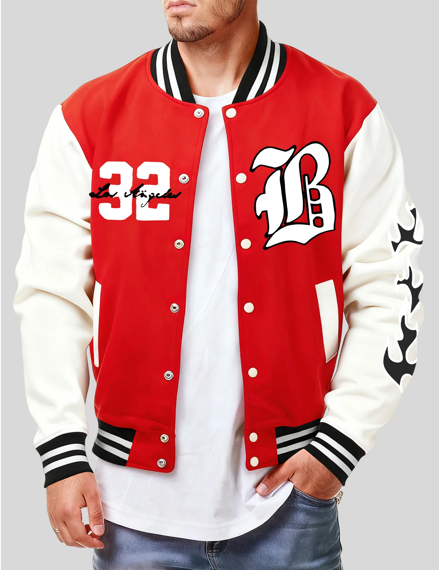 

Urban Art Letters And 23Printed Baseball Jacket Men Casual Loose Top Autumn Fleece Clothing Unisex American Vintage Coat