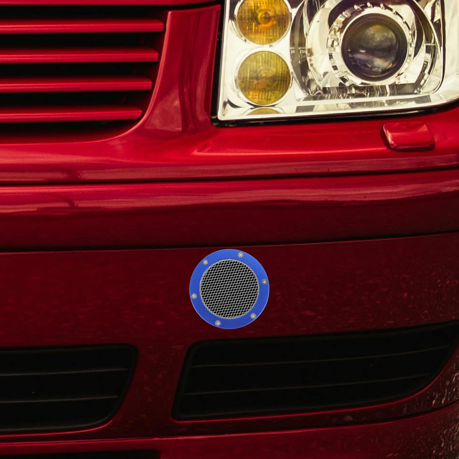 

Car Air Intake Pipe Metal Vent Grid Mesh Grille Inlet Cover Blue Bumper Intake Universal Compatibility Engine Protection