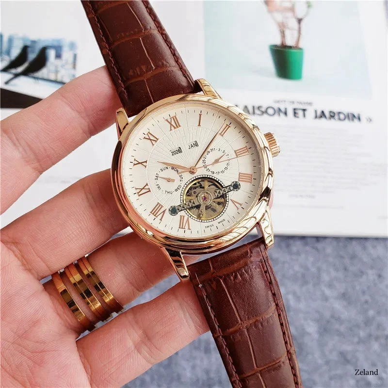2025 New Brand Mens Watches Luxury Waterproof Automatic Mechanical Wristwatch Men Business Luminous Quartz Watch Leather Clock