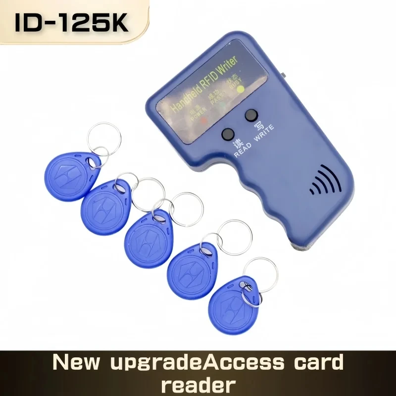 

Repetitive Handheld 125KHz EM4100 5200 RFID ID Card Writer Copier Duplicator Programmer + 5pcs T5577 Rewritable Keyfobs Tags