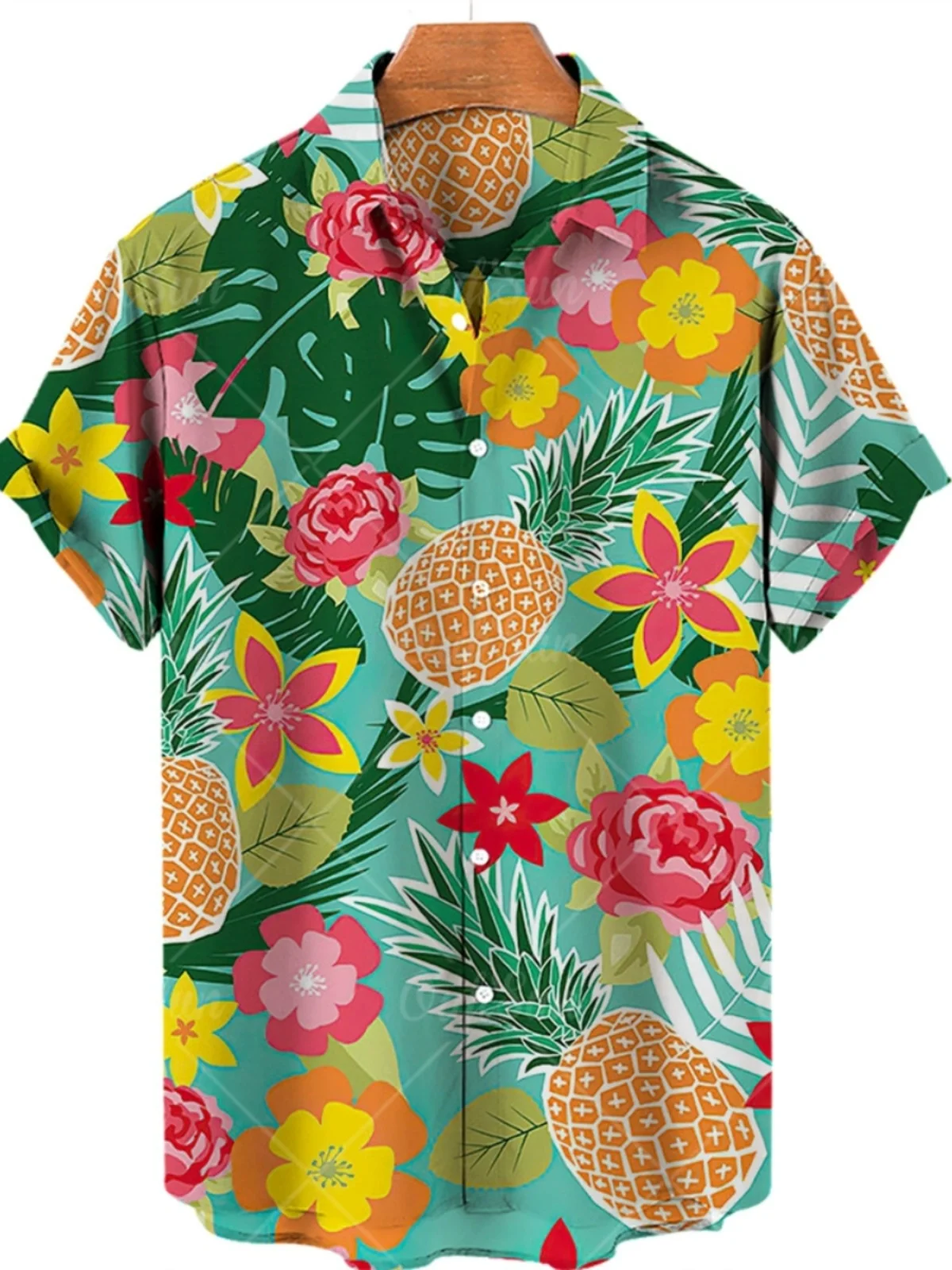 

Men's Casual Fruit Print ort Sve irt Summer Youth Faion Slim Fit Regular Thin irt Other Material 00%