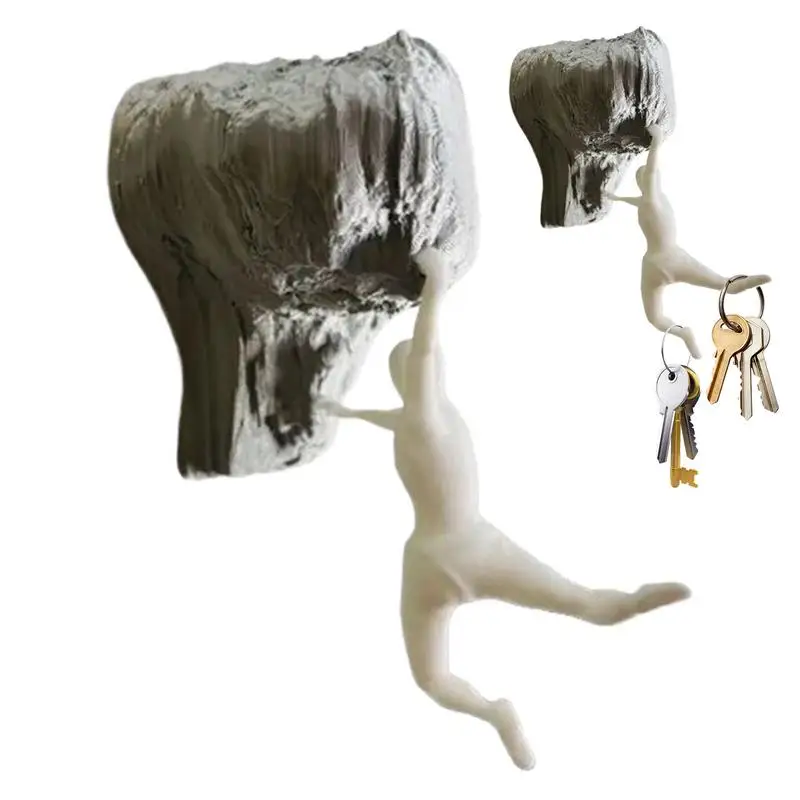 

Wall Sculptures Living Room Rock Climber Wall Figure 3D-Printed Statue Hook For Towel Keys Coat Bedroom Workplace