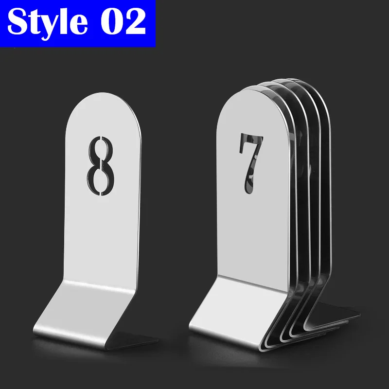 5 Pcs Stainless Steel Hollow Out Table Numbers Desktop Signboard Metal Stand Number Plates Hotel Restaurant Cafe Bar Seat Signs