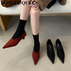 Female Med Heels Woman 2024 New Autumn Pointed Toe Pumps Women's Shoes Office Ladies Dress Pumps Shoes Party Wedding Shoes Mujer