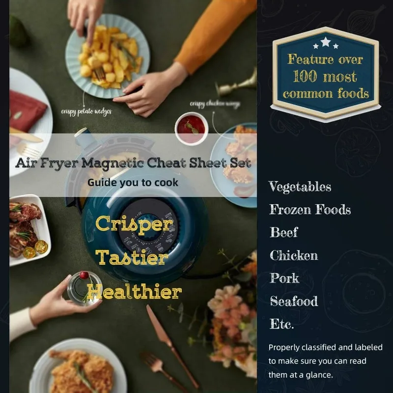 New Air Fryer Cookbook Magnetic Cheat Sheet  Food Pro Recipes Cooking Schedule Quick Reference Guide Kitchen Accessories