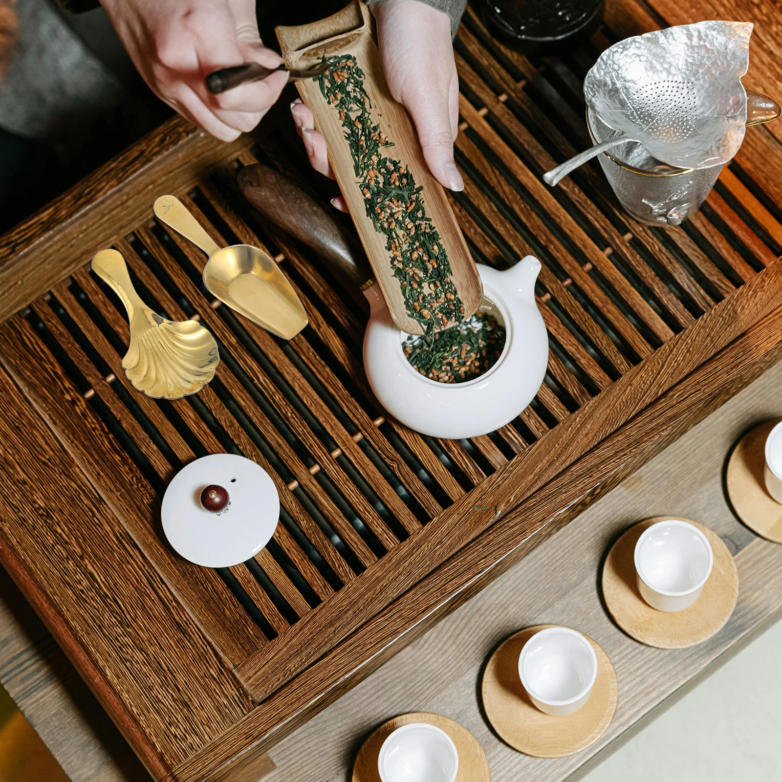 

2 шт., ложка для чайных листьев, совок с защитой от тускнения, мини-ржавчина, маленькая свободная латунная чайная ложка для совок, кухонные гаджеты для кофейных зерен