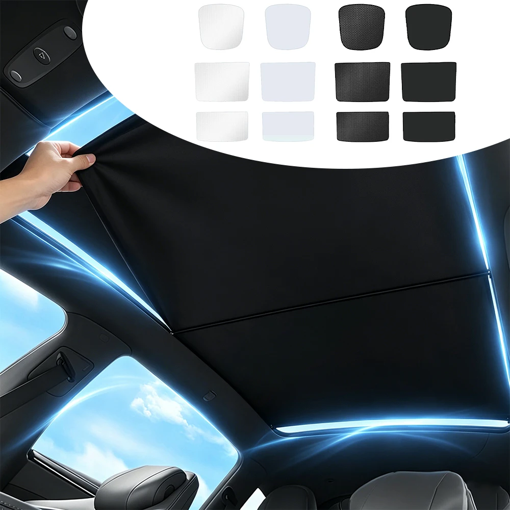 Car Sunroof Ice Cloth Buckle Sunshades Cover Front Rear Skylight Glass Roof Sun Shade Interior Accessories For Tesla Model YL