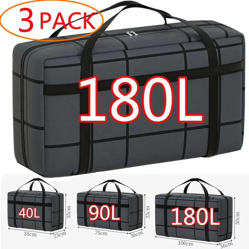 3/1pcs ขนาดใหญ่ทนทาน 180L ค่าเฉลี่ยกระเป๋า 40L 90L ขนาดใหญ่ Heavy Duty กระเป๋าเดินทางกระเป๋าเป้สะพายหลัง Strong จับซิป Big Totes