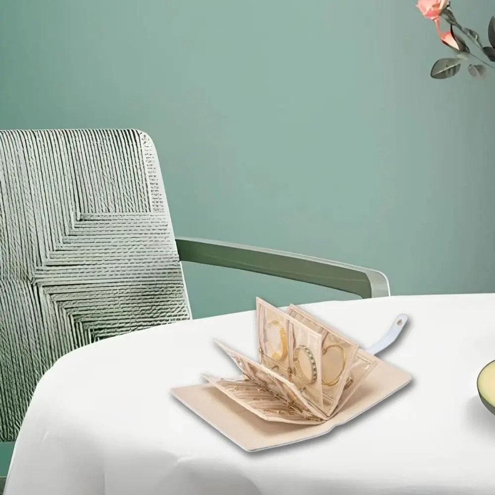 투명 보석 보관 책 벨벳 지퍼 목걸이 바인더 보관 책 고급 PU 가죽 클리어 포켓