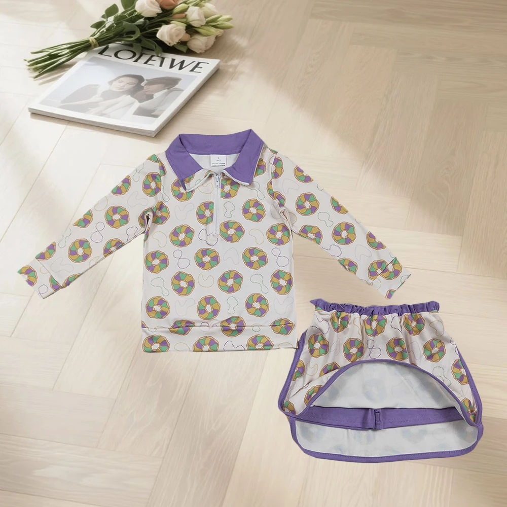 

12,2 Одежда для маленьких девочек, пуловер на молнии Mardigras для маленьких девочек, топ, юбка, шорты, комплекты одежды