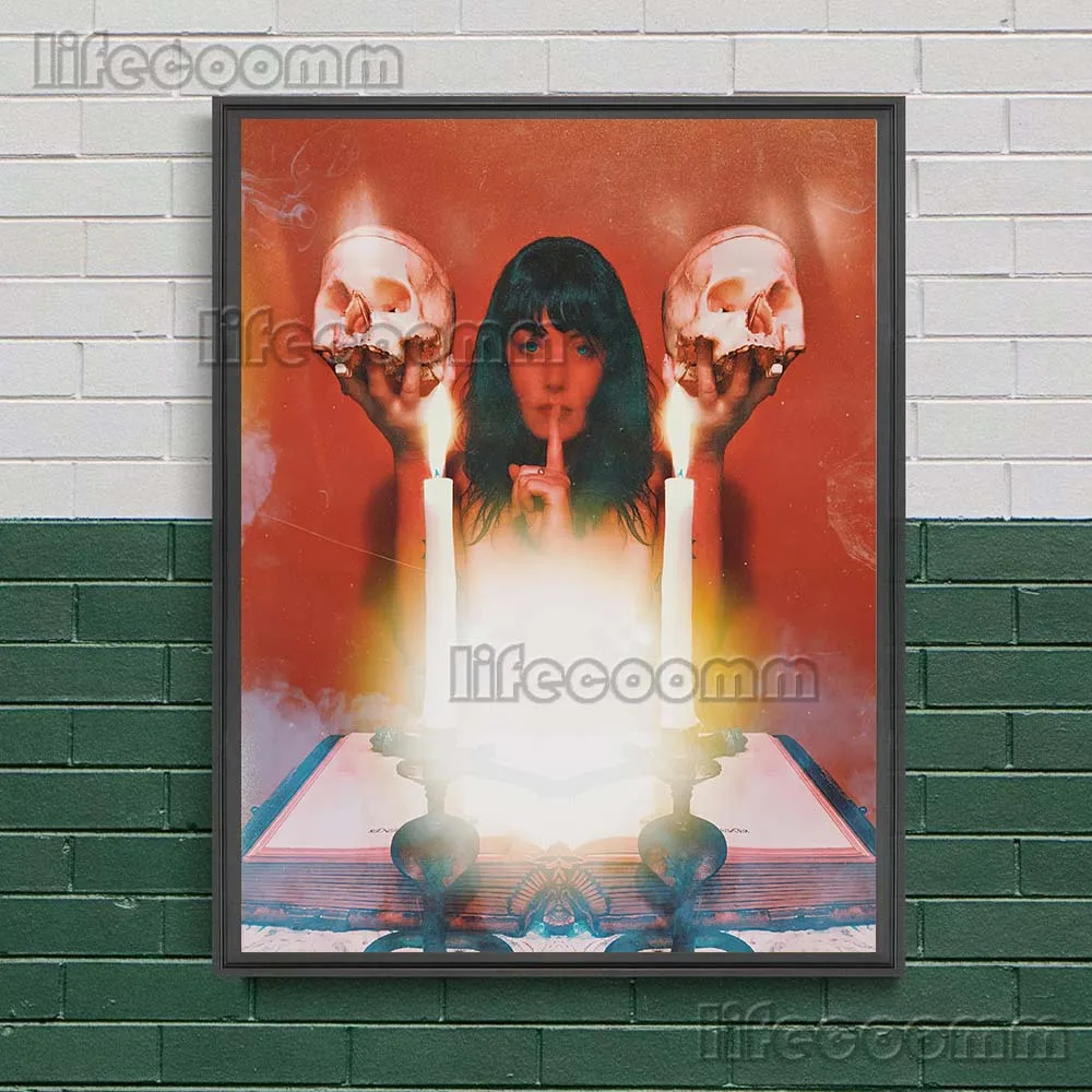 ملكة مصاصي الدماء والثعبان الساحرة خمر الرسم على لوحات القماش الجدارية طباعة مجردة السحر والباقنية ماجيك ملصق فني طباعة ديكور