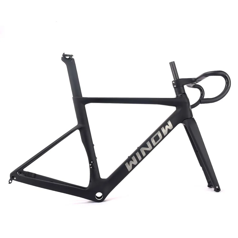 Winowsports-Cadre de vélo de route en fibre de carbone, frein à disque, acheminement complet des câbles cachés, DI2, 700 x 28C