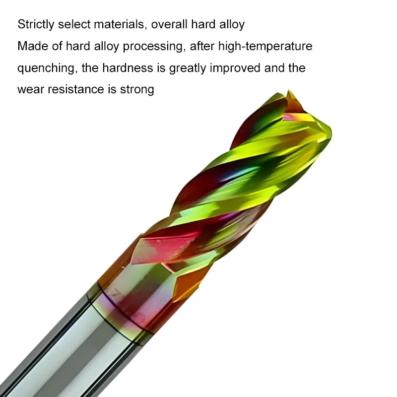 SHAZAM CNC Machining Tool HRC80 High Hardness Endmills 4-Flute Tungsten Steel Carbide Colorful Coating Round Nose Milling Cutter