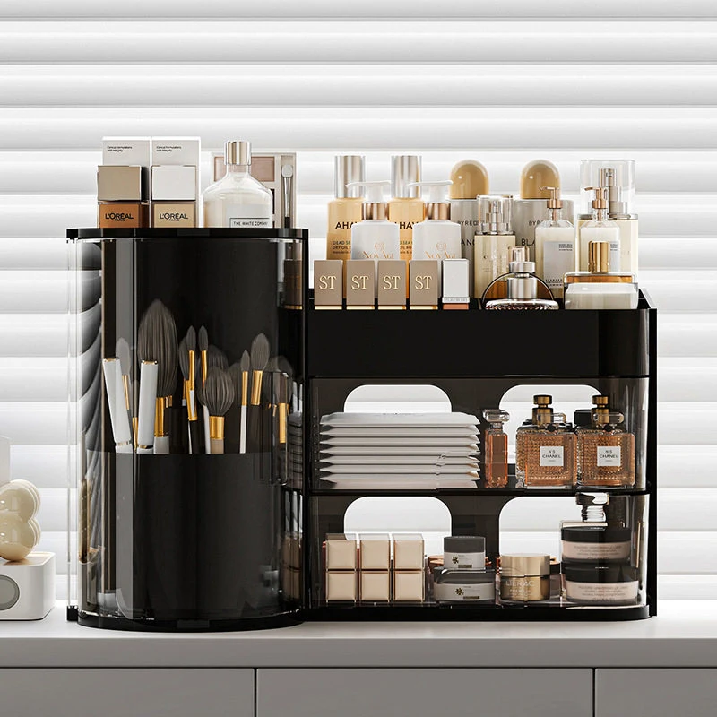 Large capacity skin care products lipstick lotion cosmetic storage box desktop dressing table drawer type dustproof storage rack