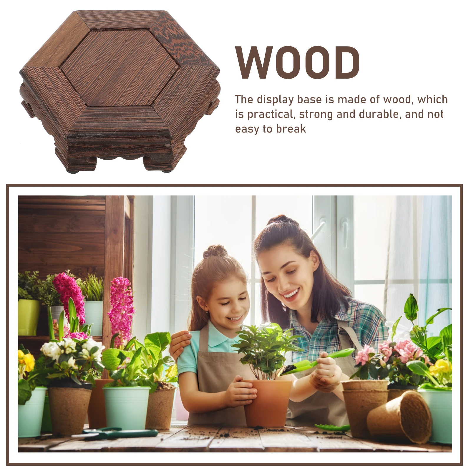 

1Pcs Wooden Plant Stand Chicken Wing Wood Display Base For Vases And Handicrafts Stable And Firm