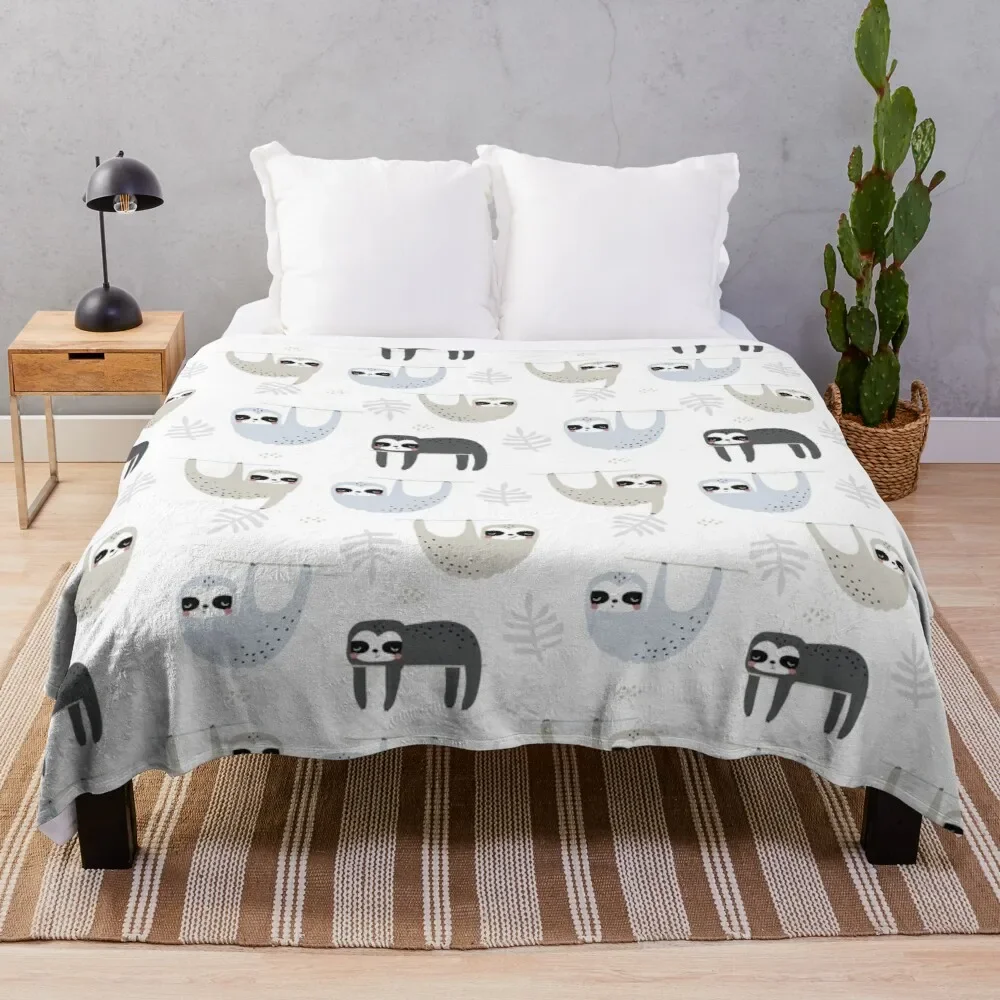 Sloth Flannel Throw Blanket Cute Animals Pattern Blanket for Kids Girls Boys Gifts Warm Lightweight Super Soft for Bed Couch