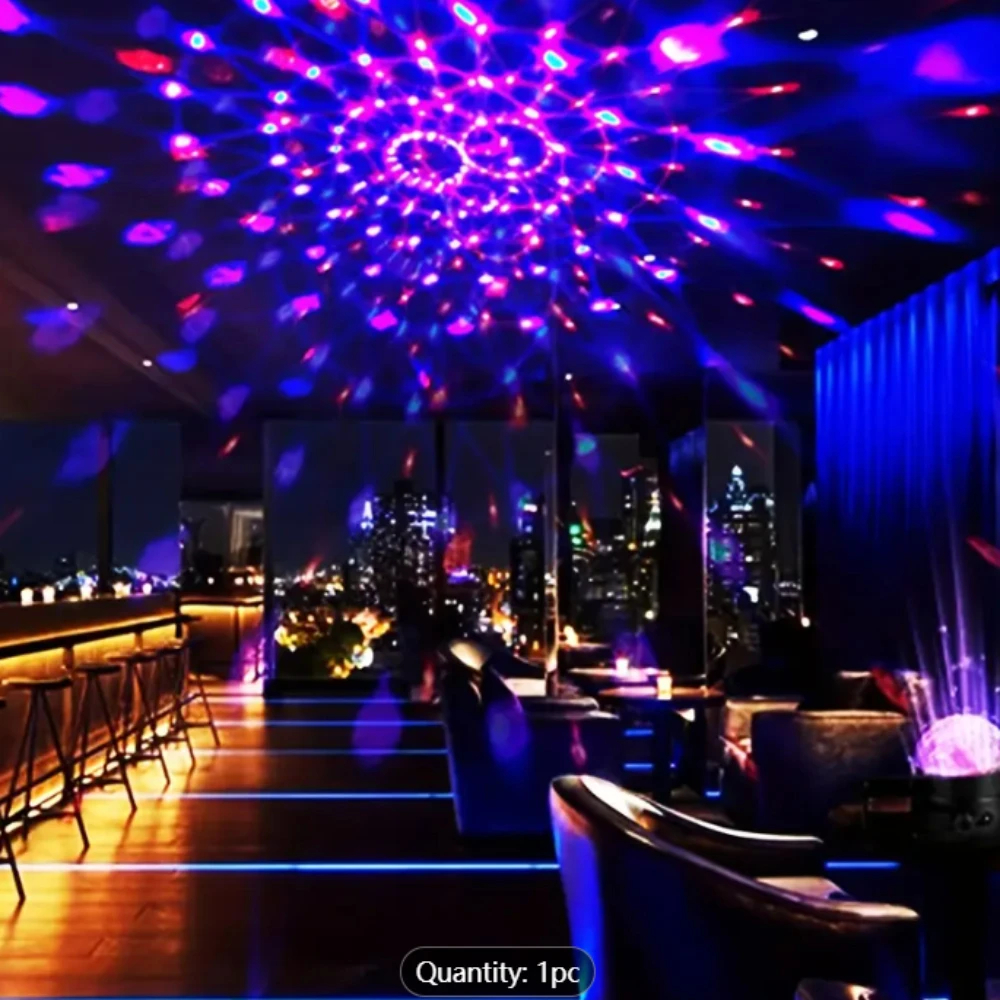 

Sound-Activated RGB LED Disco Ball with Remote, 7 Color Modes, USB/AC Powered, Perfect for Parties, Weddings, Bars, Karaoke & Da
