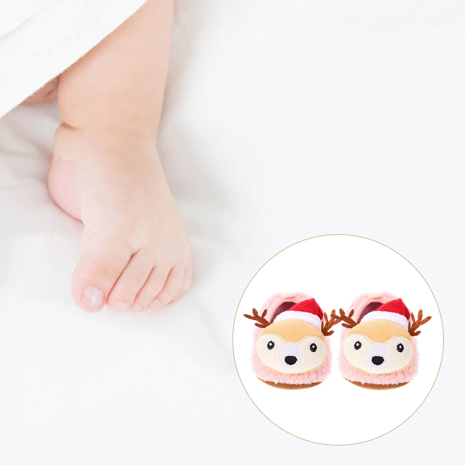 

1 пара детских хлопковых туфель с рождественскими оленями, зимние теплые прогулочные туфли на мягкой подошве для малышей, детские прогулочные туфли