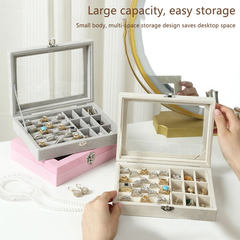 Korean Version Simple Ins Style Portable Jewelry Storage Box New High-end Exquisite Large Capacity Travel Jewelry Bag