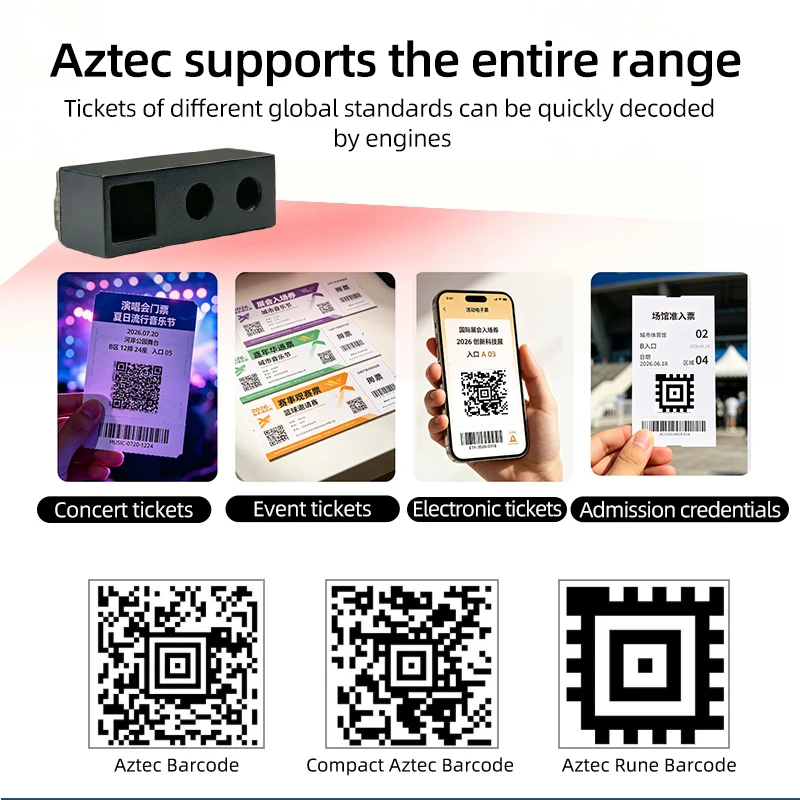 LONVILL TTL USB ISO24778 Secure Aztec Validation Embedded Electronic Pass Tickets Scanning Event Access Scanner Module view 2