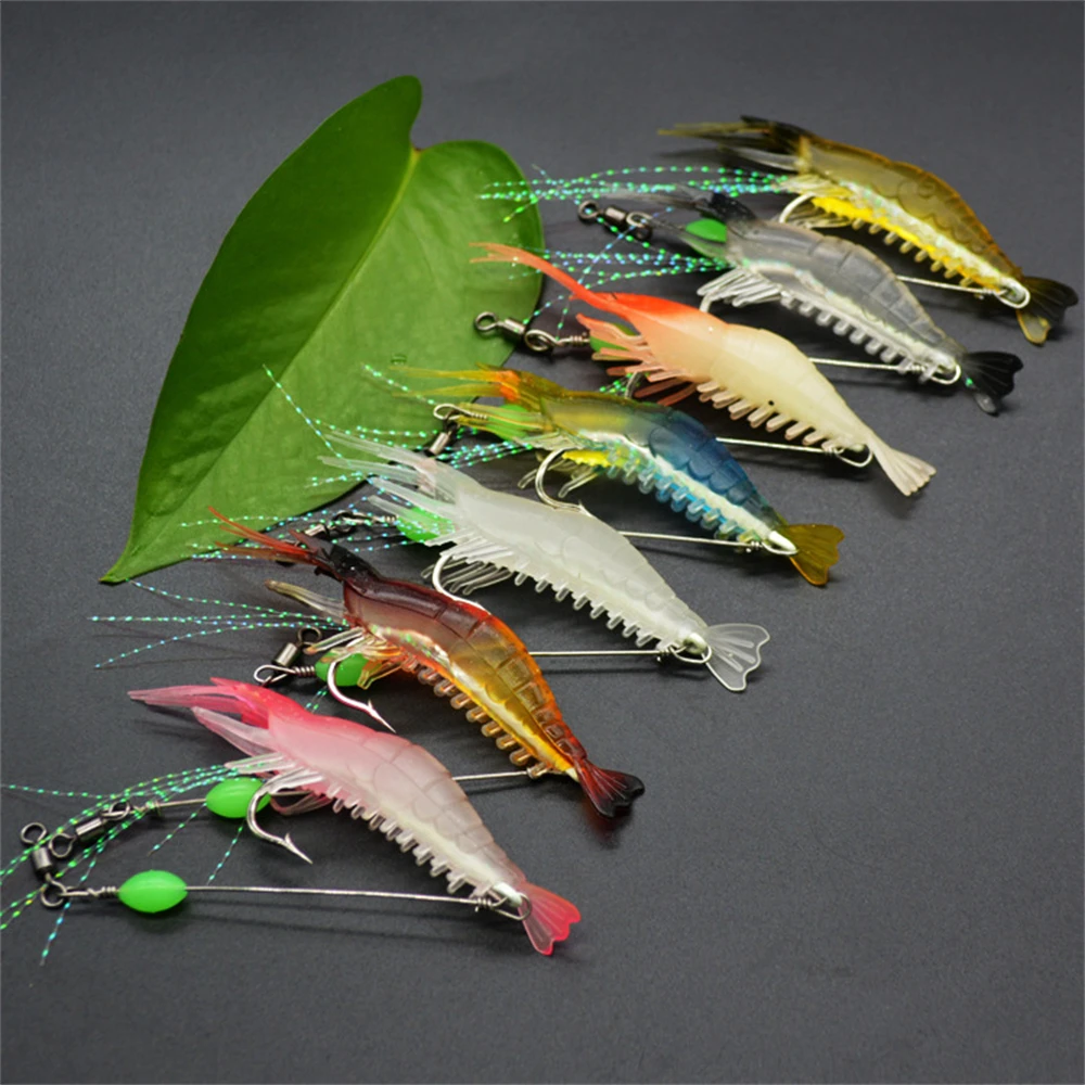 1~4PCS Shrimp Fishing Lure Luminous Artificial Luminous Shrimp Fishing Lure Quid Jigs Lure Lifelike Soft Fishing Activity Lure