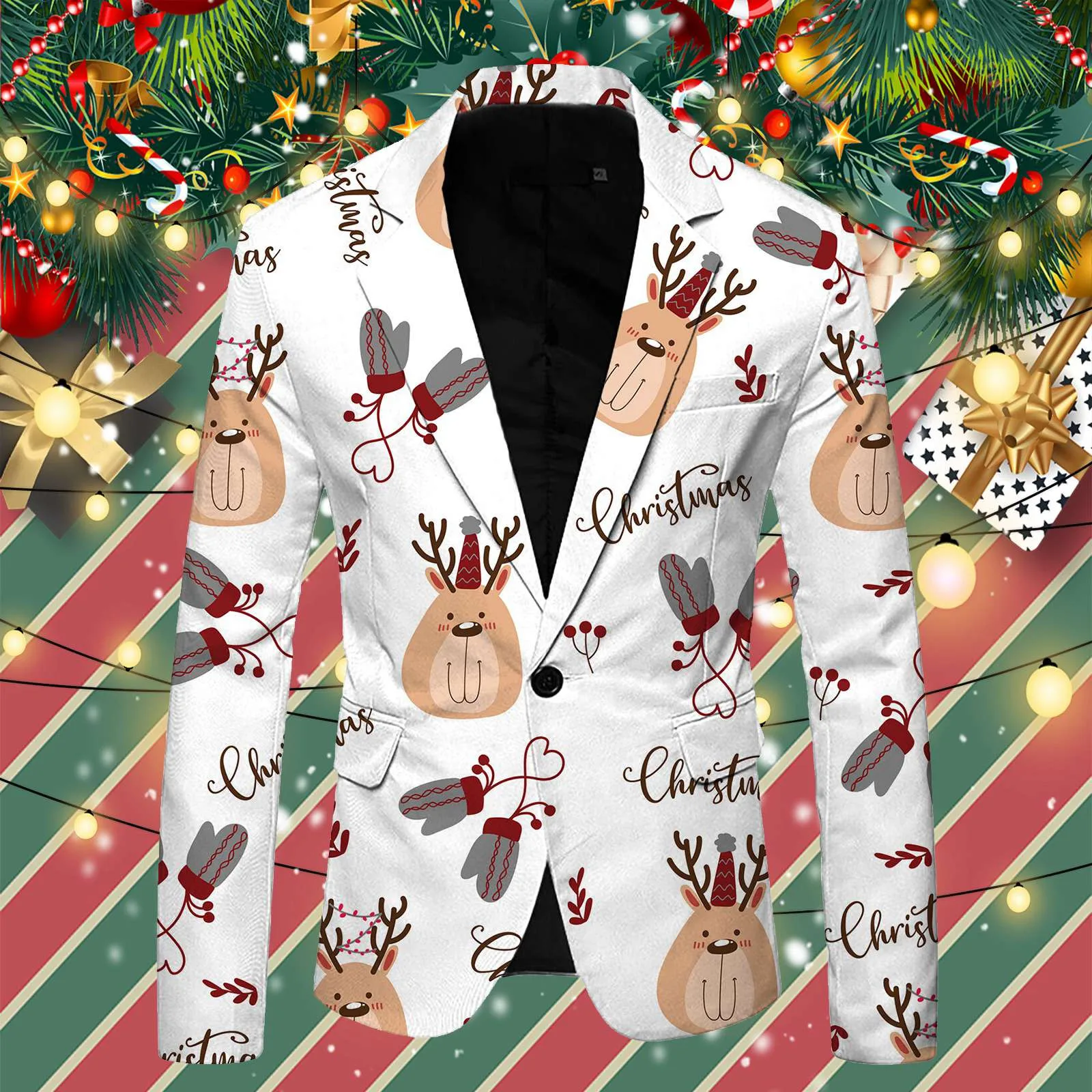 Christmas Shirts Mens Long Sleeve Autumn Xmas Cartoon Pattern Print Hawaiian Shirts Long Sleeve Shirts Holidays Party Shirts