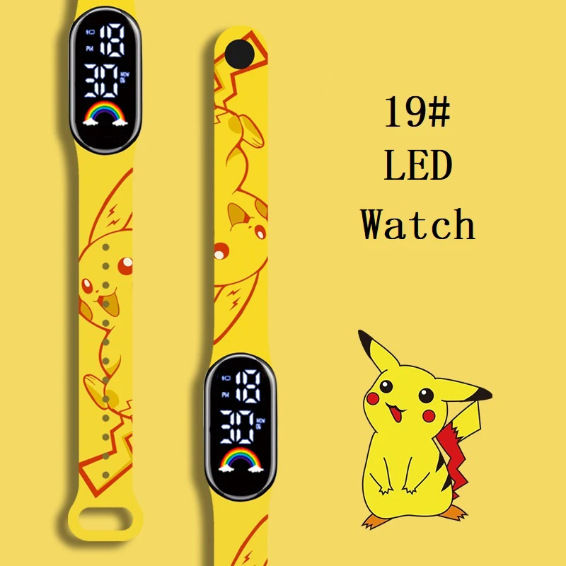 

Pokemon Strap LED Electronic Watch Fashion Colorful Bracelet Touch Waterproof Anime Character Pikachu Children's Birthday Watchs