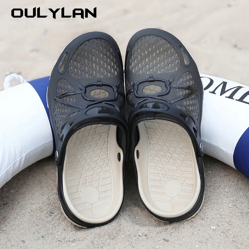 Men Hollow Out Slippers Unisex Casual Shoes Couple Beach Sandal Flip Flops Beach Shoes Non-slide Male Water Shoes Mens Slippers