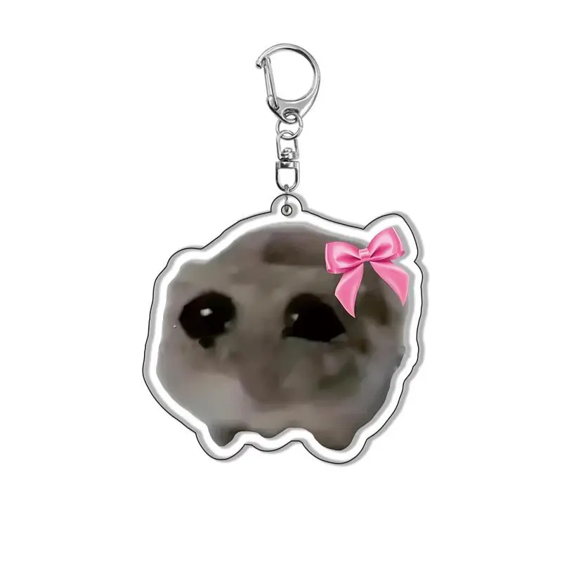 Cute Hamster Acrylic Bow Print Car Keychain Mobile Phone Chain Bag Decoration Tag image 3