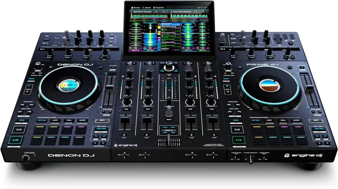 HOT SALES FOR Denon DJ PRIME 4+ Standalone DJ Cont roller & Mixer with 4 Decks, Wi-Fi Music Streaming,