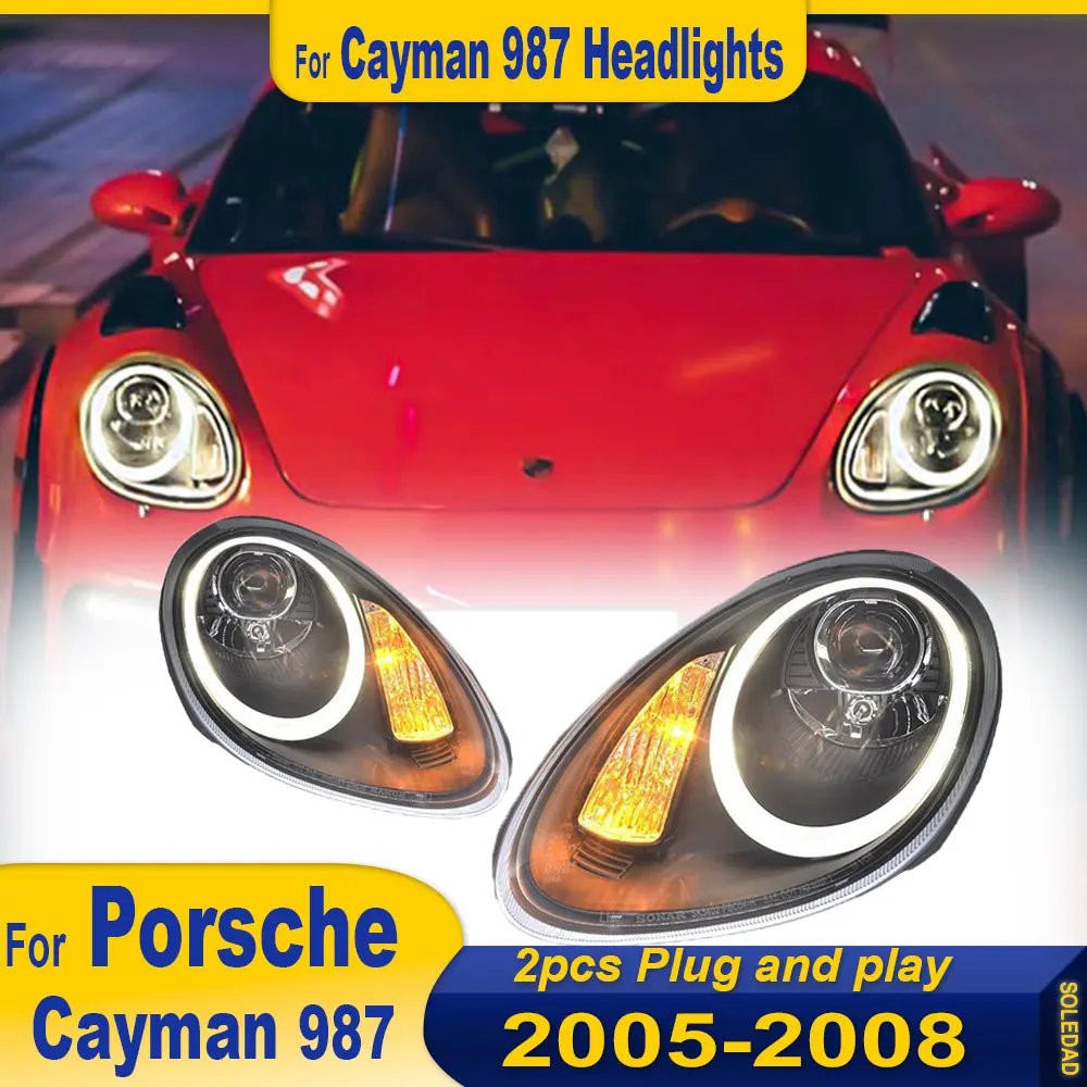 Pair Headlights For Porsche 987 Cayman 987.1 Boxster 2004-2008 new full LED Auto Headlamp Assembly Projector Lens Accessories