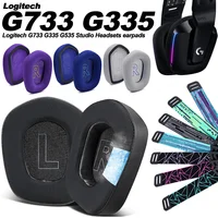 Almohadillas para auriculares Logitech G733 G335 G535, almohadillas de repuesto para auriculares, orejeras, fundas de memoria de tela suave, esponja
