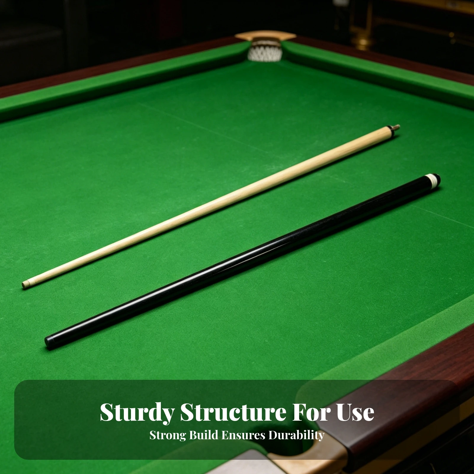 

Billiard Cue Stick Black Section Solid Wood Cue Game Gear Rubber Bumper High Gloss Finish
