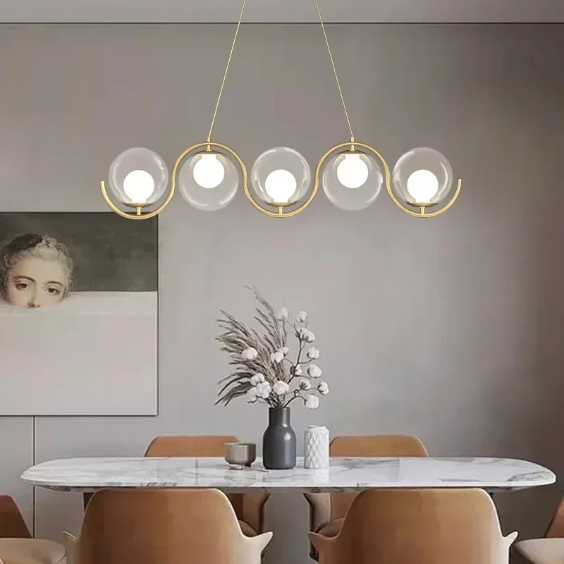 

Modern Bubble Waves Restaurant LED Pendant Light New Stylish for Dinning Living Room Chandeliers Home Decor Lamp Cream Bar Lamps