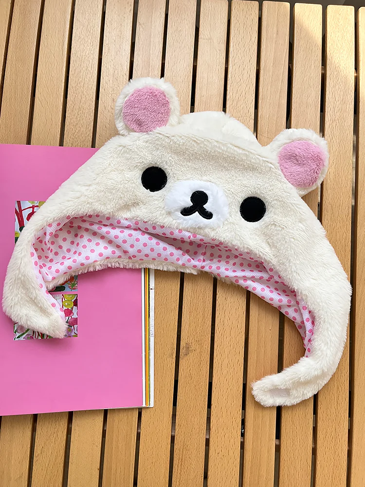 Simpatico orso orecchio Plu Calore da donna Confortevole rosa anti-freddo Design cartoon primavera autunno inverno berretto