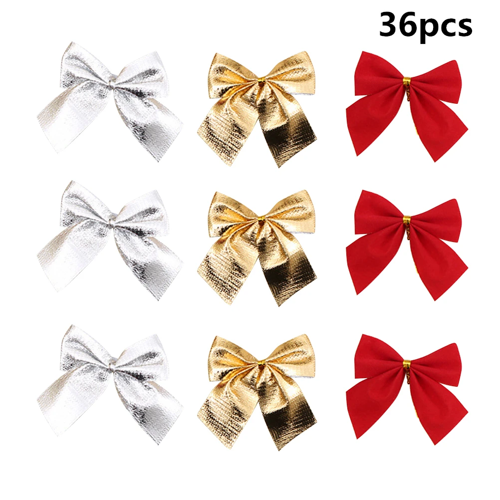 

36 Pcs Tree Decorations Red Mini Bows naments Holiday Hanging Festive Bowknot naments Xmas Accessories Home Office