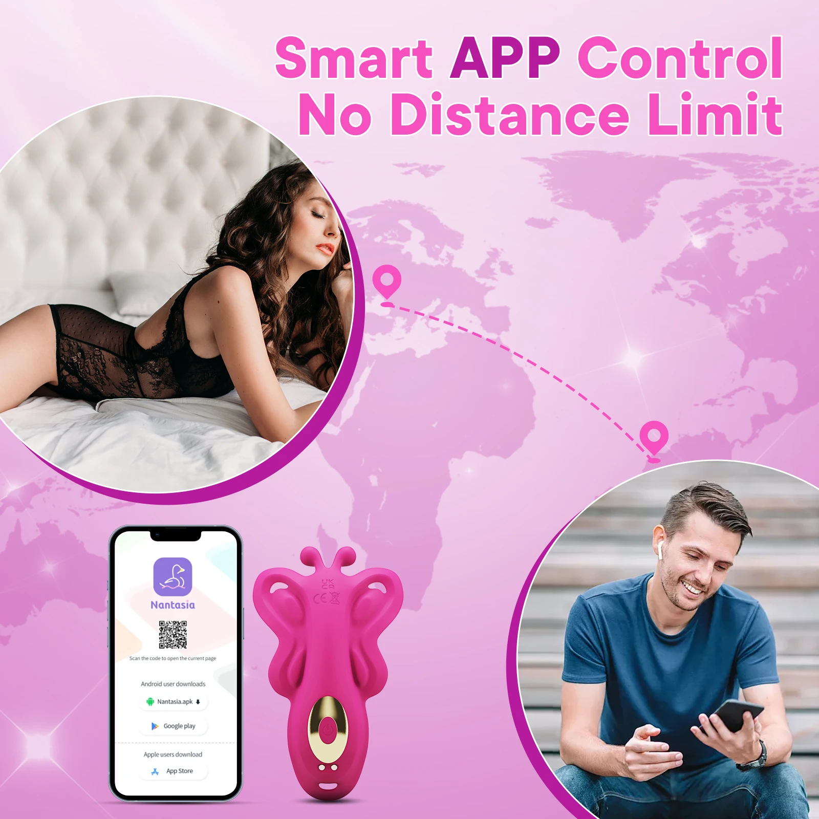 ​Wearable Mini Butterfly Clitoris Stimulator Vibrator Adult Sex Toys for Women Couple 9 Vibration Modes APP Control orgasm games