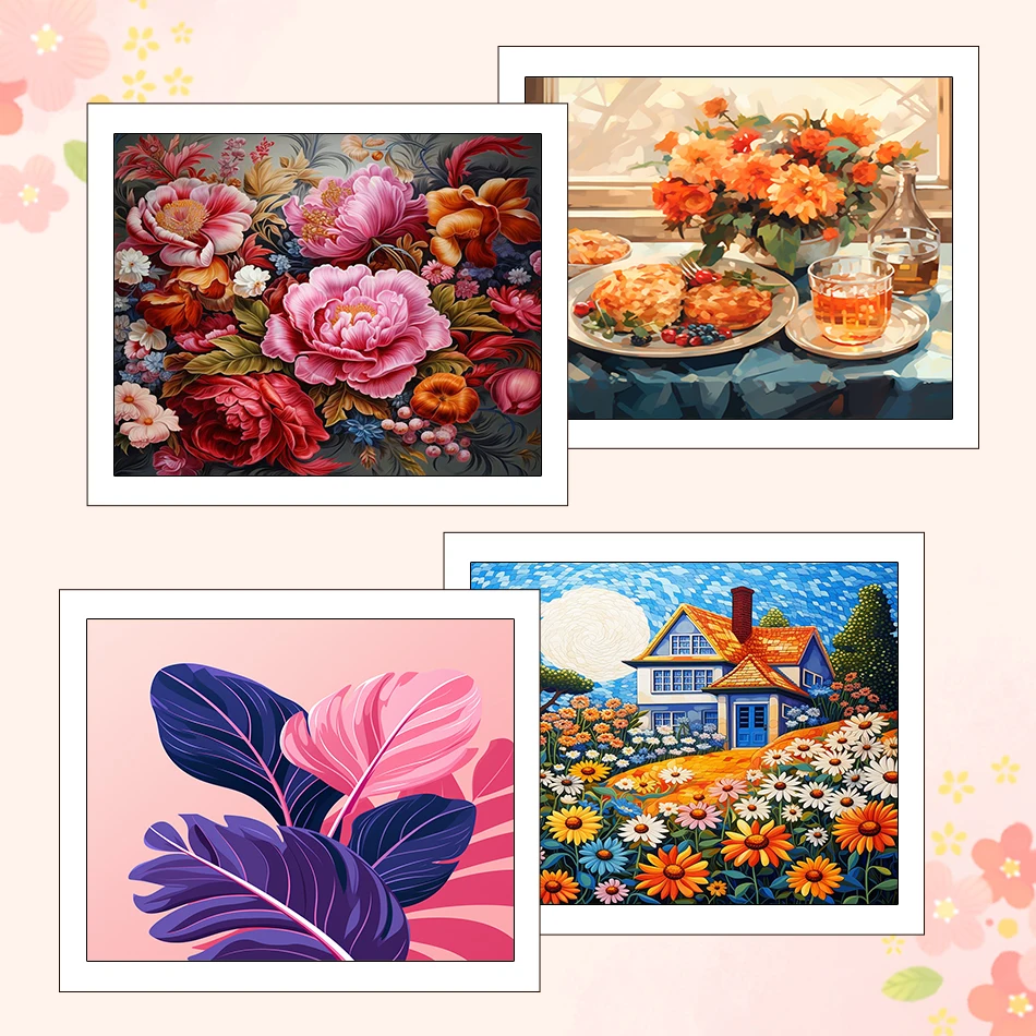 

RUOPOTY Paintings For Painting By Numbers Flowers 40X50cm Color Markers Watercolor Acrylic Paints Decorative Oil Home Decoration
