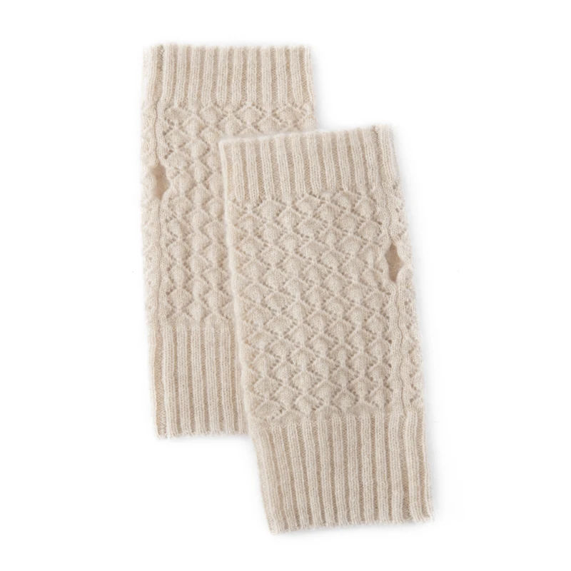 Autumn And Winter Short Pineapple Flower Gloves Cashmere Fake Sleeves Women's Warm And Cold Dew Half Finger Arm Sleeve
