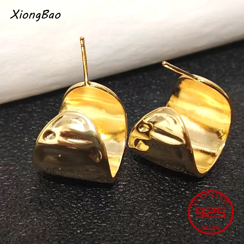 Texture Wave Striped C-Shaped Earrings 925 Sterling silver Women's Jewelry Minimalist Classic 18K Gold Color Plated Hammered