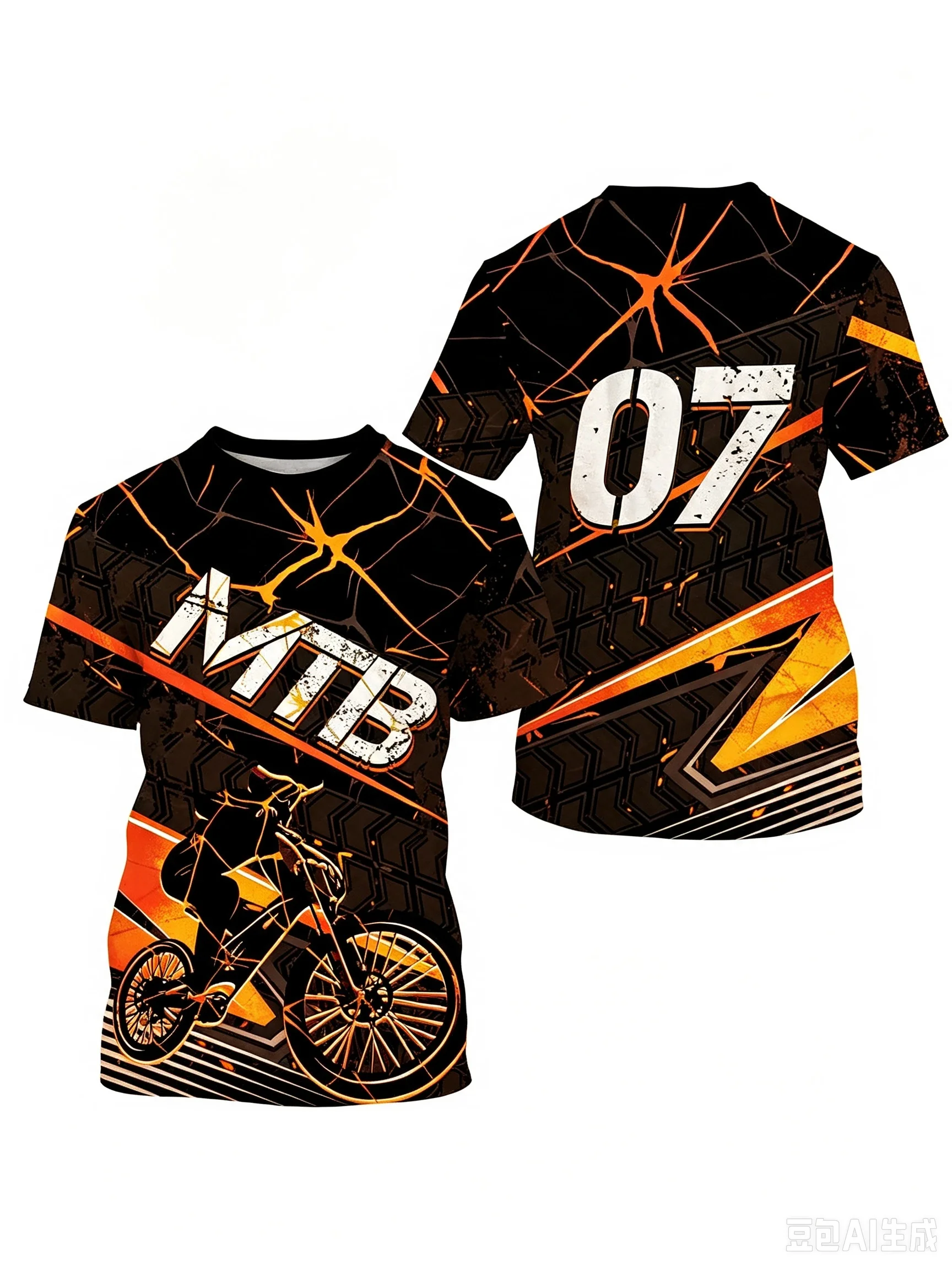 Youth/Adult Mountain Biking Graphic 3D T-Shirt – Plus-Size Tops for Couples & Families Outdoor Camping, Fitness & Sports